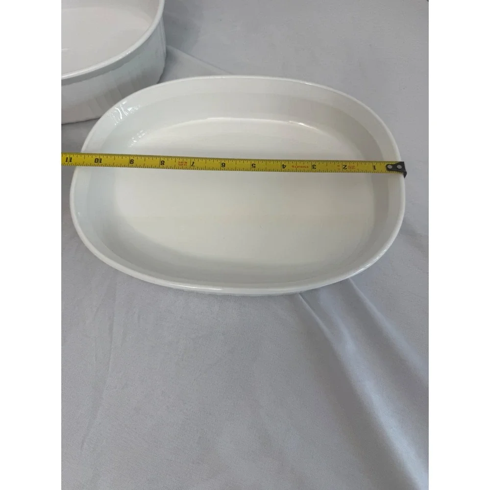 CorningWare French White Oval Casserole Baking Dish Set of 2 Fluted Stoneware